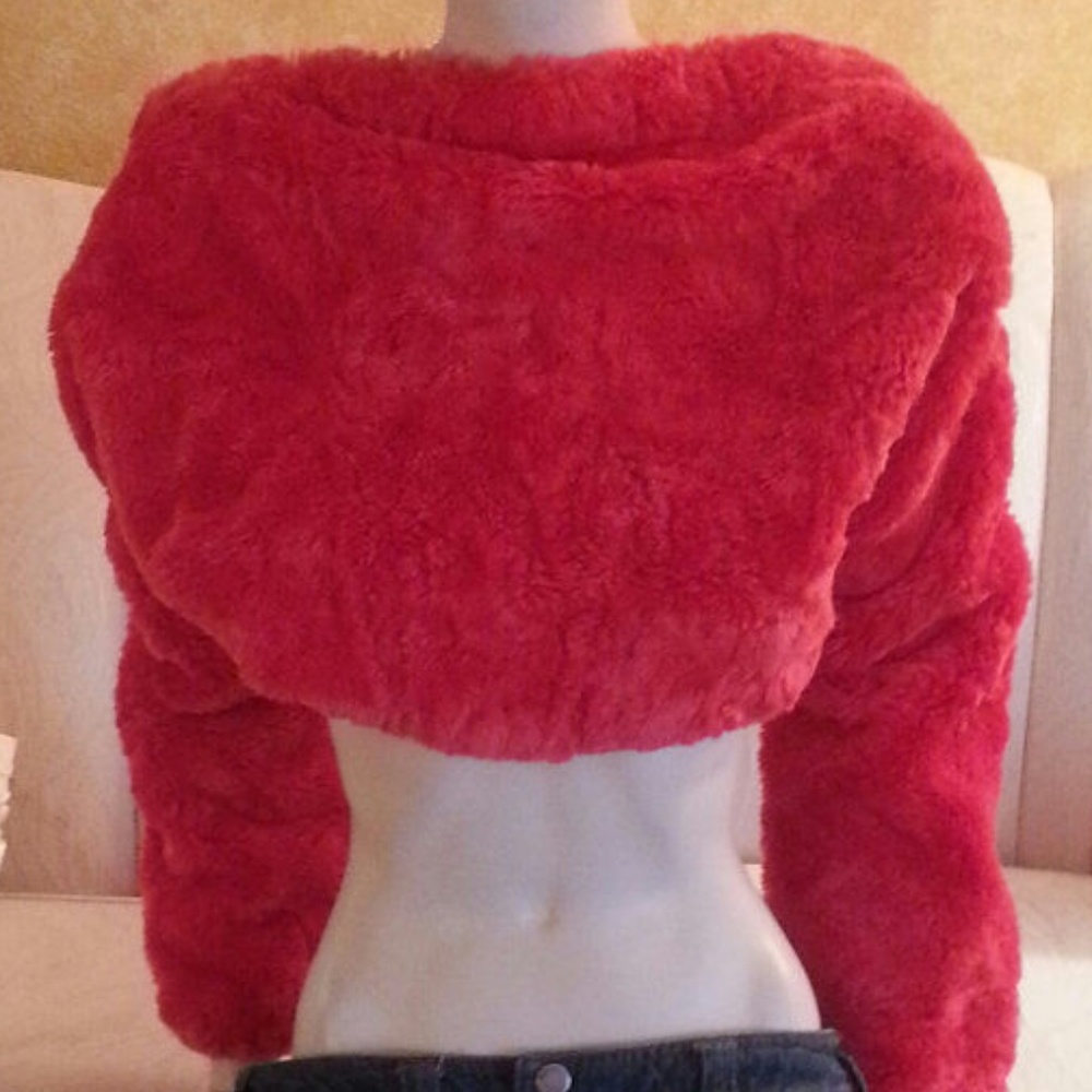 Reversible Faux Fur & Denim Backless Shrug